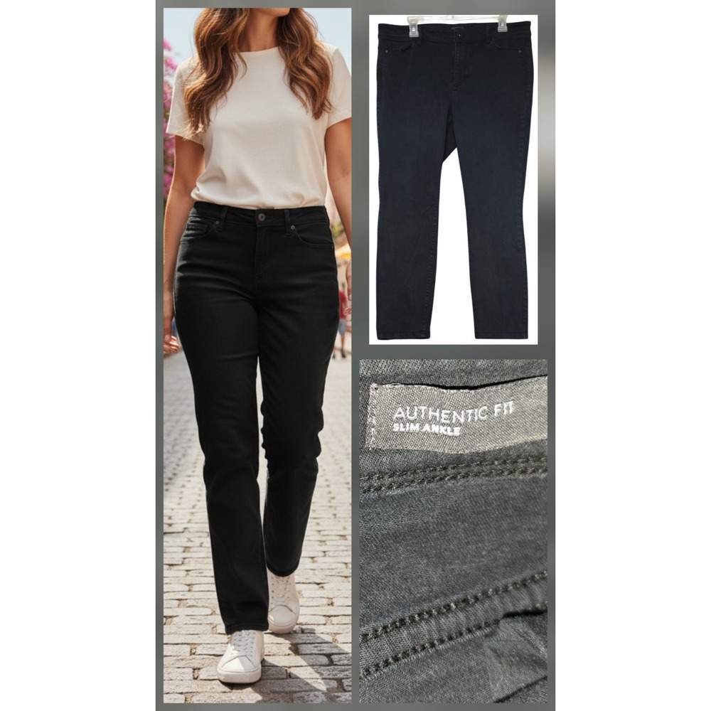J Jill Boyfriend Authentic Slim Ankle Jeans Cupro Size 14 36x27 Mid Rise Denim